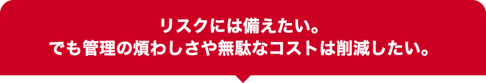 リスクには備えたい。でも管理の煩わしさや無駄なコストは削減したい。