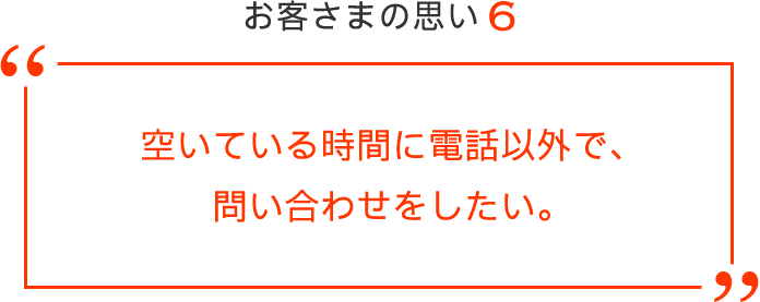 お客さまの思い6 空いている時間に電話以外で、問い合わせをしたい。