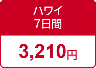 ハワイ7日間の保険料3,210円