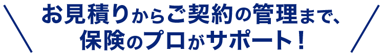 お見積りからご契約の管理まで、保険のプロがサポート！