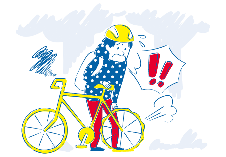 自転車がパンクし身動きが取れなくなった男性