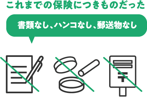 これまでの保険につきものだった書類なし、ハンコなし、郵送物なし