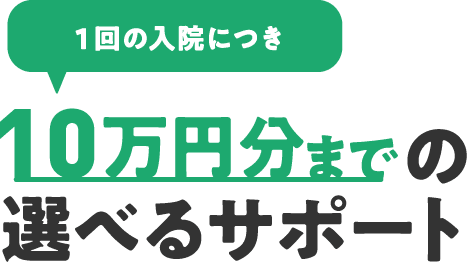 1回の入院につき10万円分までの選べるサポート